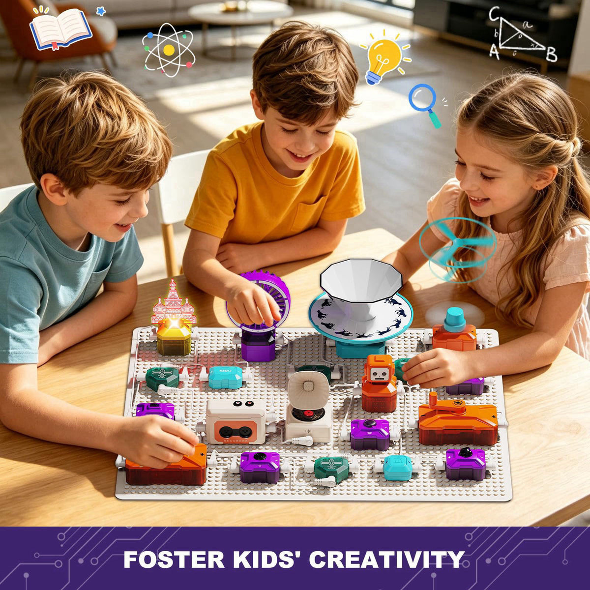 VATOS Science Circuit for Kids Ages 6-12, 68PCS Electronics Building Kit with 450+ STEM Projects, Rotational Imaging, So