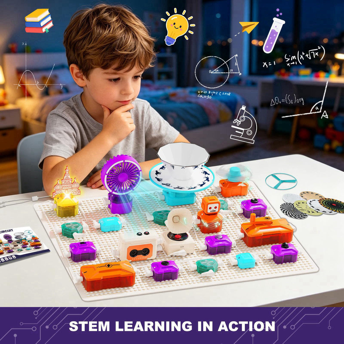 VATOS Science Circuit for Kids Ages 6-12, 68PCS Electronics Building Kit with 450+ STEM Projects, Rotational Imaging, So