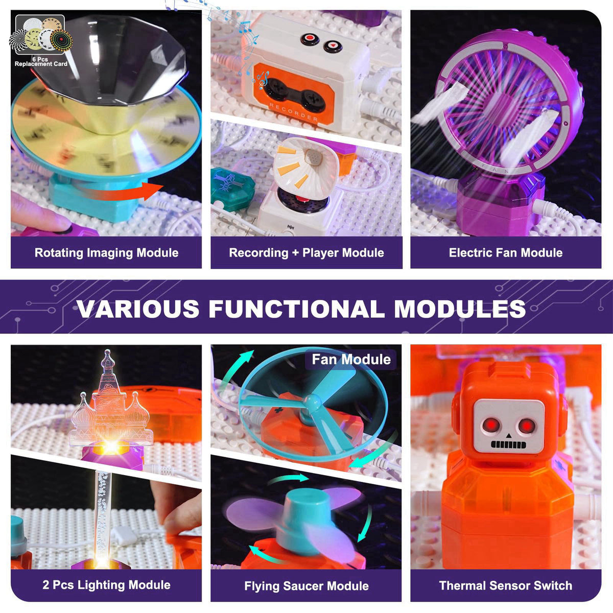 VATOS Science Circuit for Kids Ages 6-12, 68PCS Electronics Building Kit with 450+ STEM Projects, Rotational Imaging, So