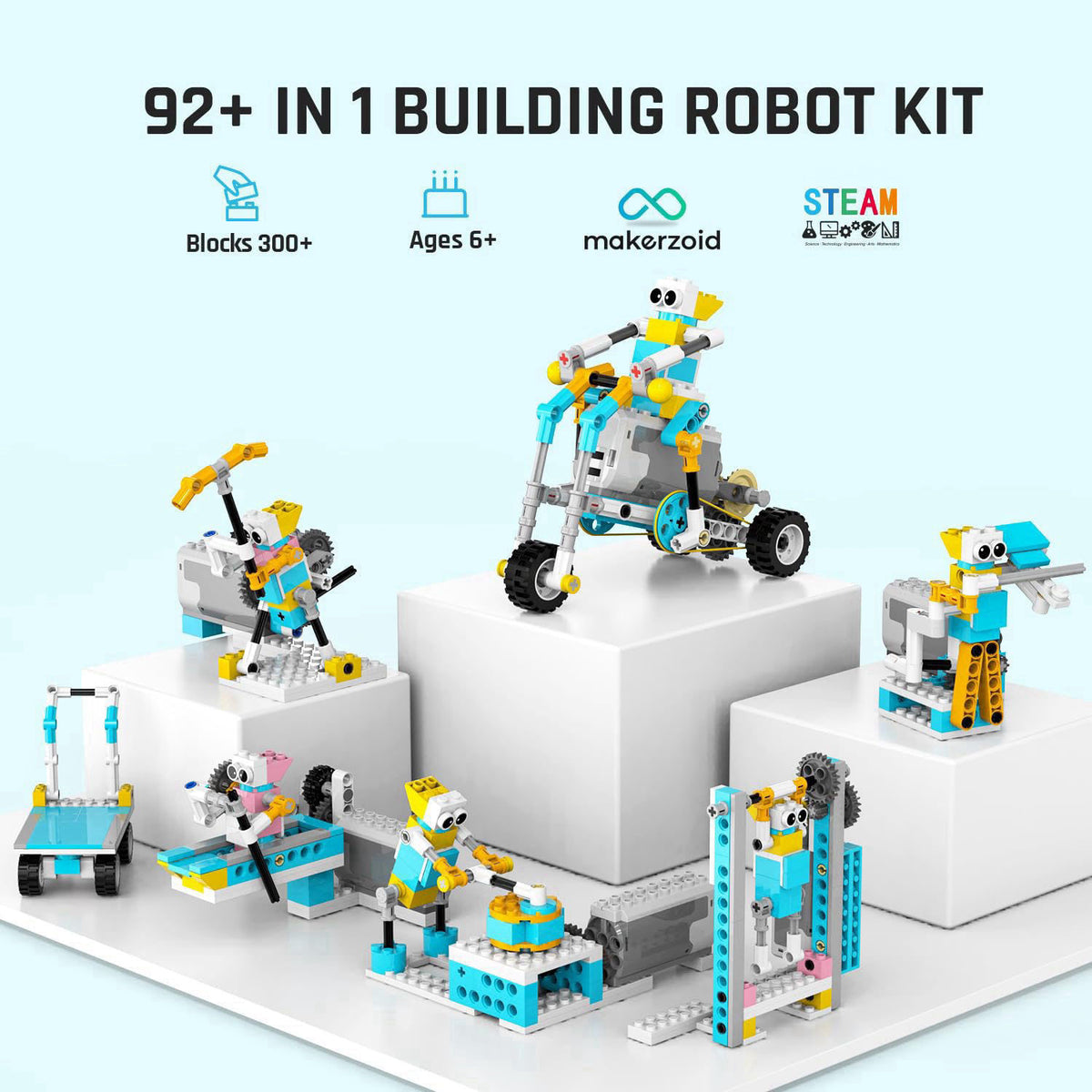 makerzoid Smart Robot,72-in-1 STEM Educational Toy, Electronic Building Robots Toy, Robotics Learning Kit, Logical Train