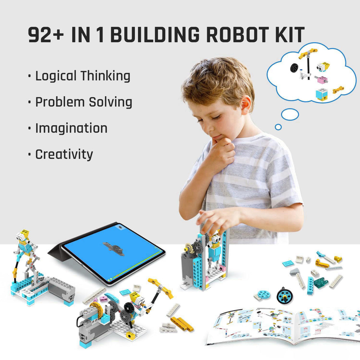 makerzoid Smart Robot,72-in-1 STEM Educational Toy, Electronic Building Robots Toy, Robotics Learning Kit, Logical Train