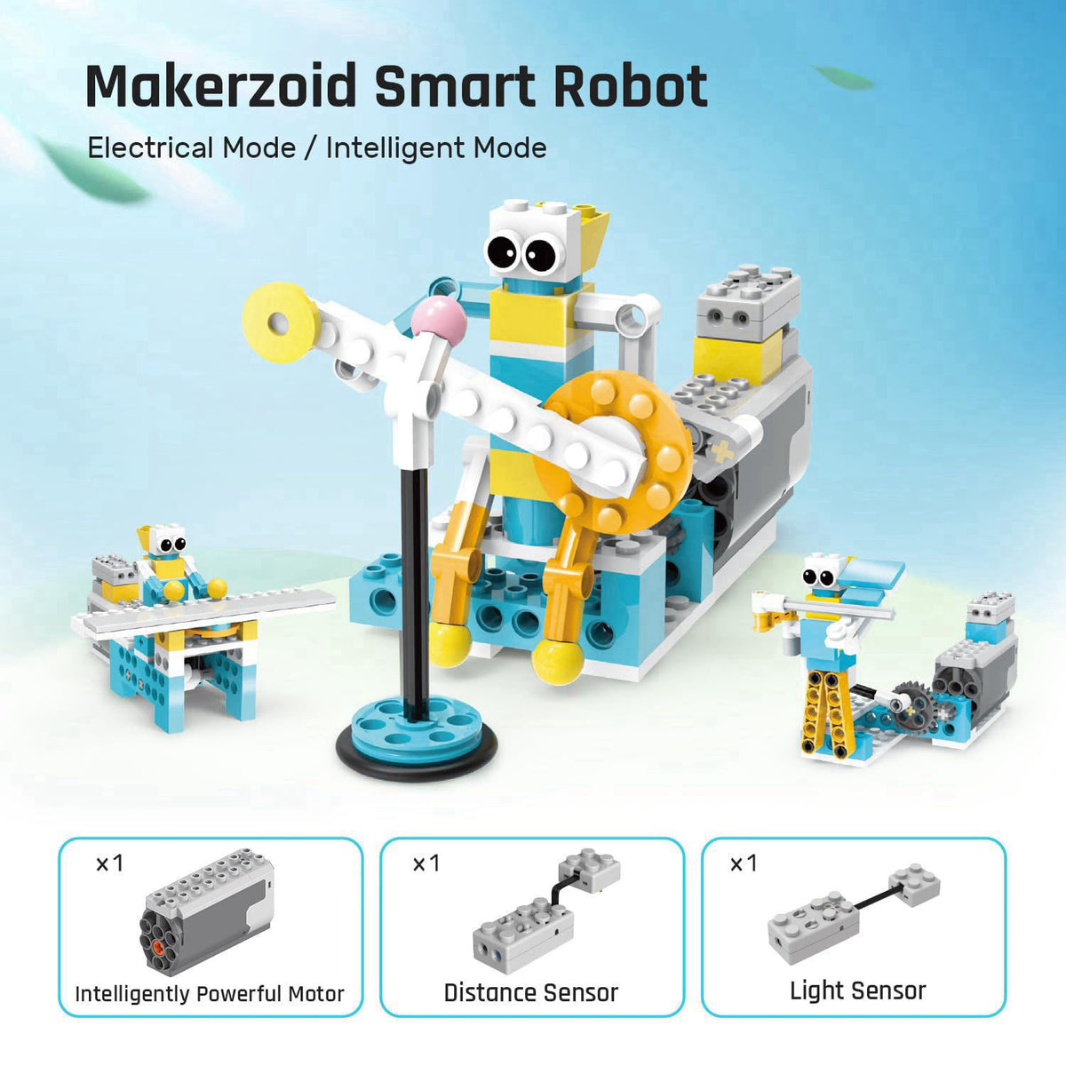 makerzoid Smart Robot,72-in-1 STEM Educational Toy, Electronic Building Robots Toy, Robotics Learning Kit, Logical Train