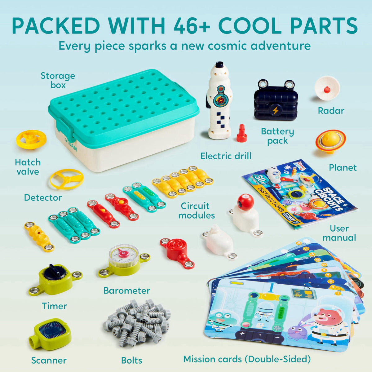 JOVA Klever Kits 50+ Projects Space Circuits - Electronics Kit for Kids with 46+ Components, Electronic STEM Toy Educati