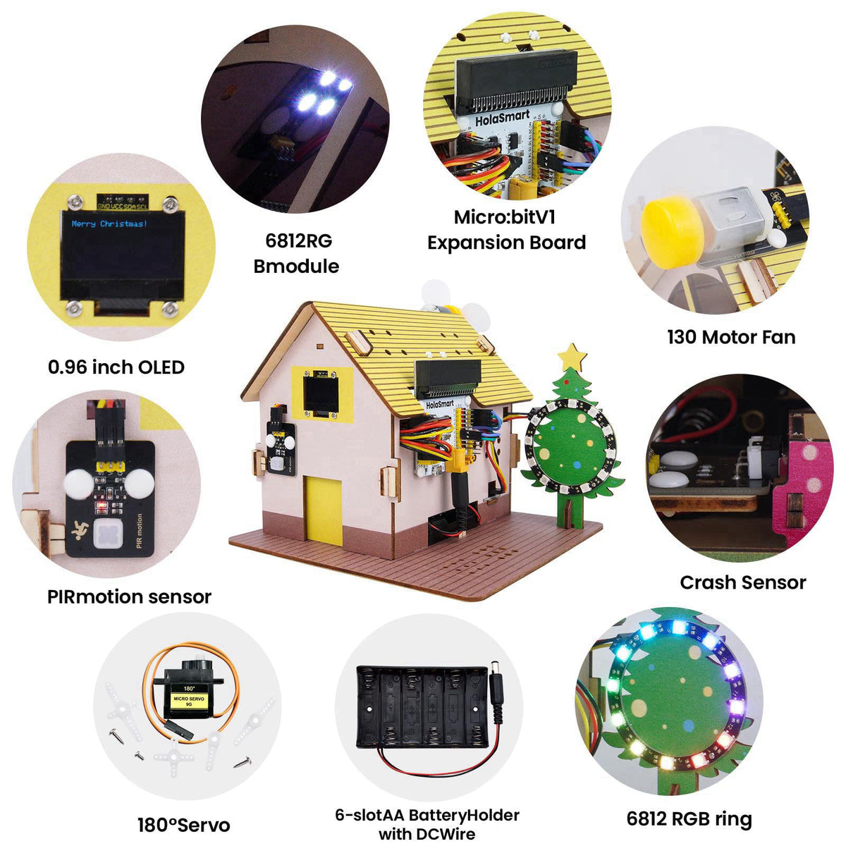 HOLASMART microbit Smart Home for microbit V1 and V2,STEM Education DIY Coding Kit with Online Tutorial,Programming Elec