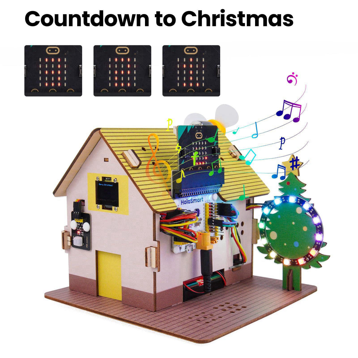 HOLASMART microbit Smart Home for microbit V1 and V2,STEM Education DIY Coding Kit with Online Tutorial,Programming Elec