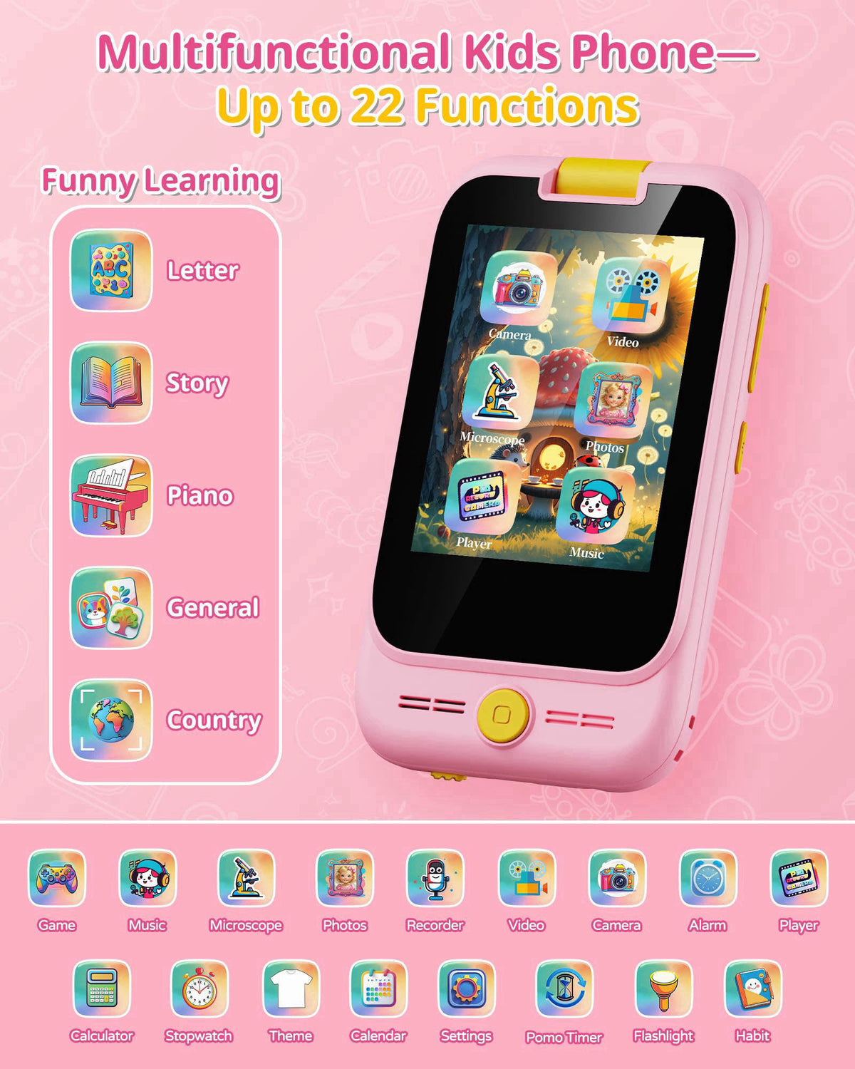Gofimyee 2 in 1 Kids Smart Phone and Microscope Camera for Kid, Touchscreen HD Camera Cell Phone , Mini Pocket Handheld 