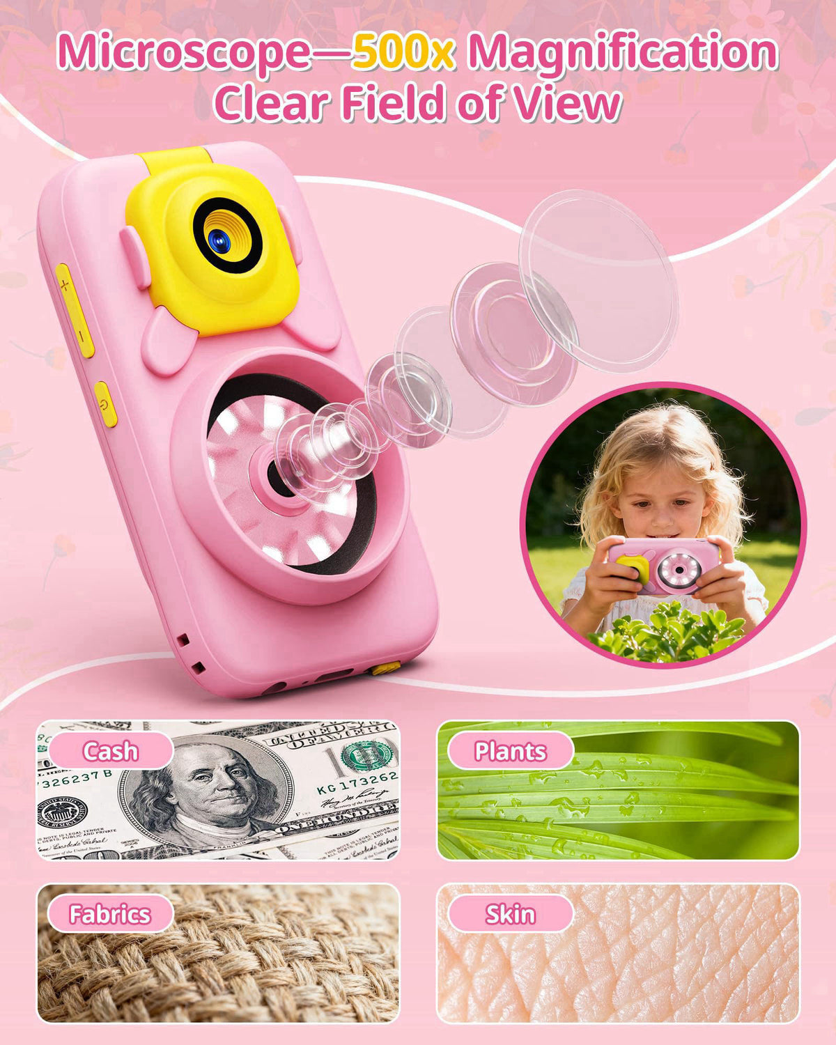 Gofimyee 2 in 1 Kids Smart Phone and Microscope Camera for Kid, Touchscreen HD Camera Cell Phone , Mini Pocket Handheld 