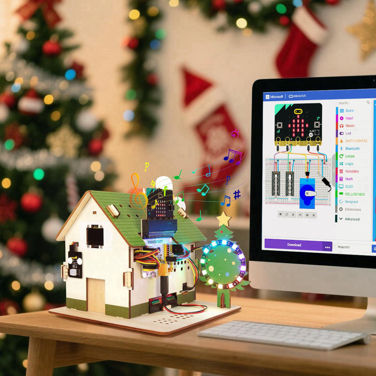 HOLASMART microbit Smart Home Kit for microbit v1 and v2,STEM Education Kit with Online Tutorial(Without Micro:bit and A