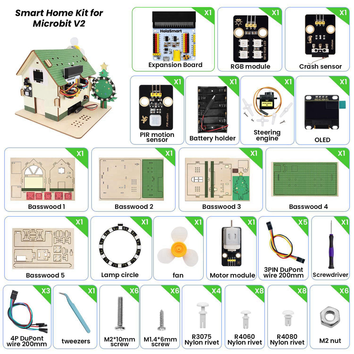 HOLASMART microbit Smart Home Kit for microbit v1 and v2,STEM Education Kit with Online Tutorial(Without Micro:bit and A