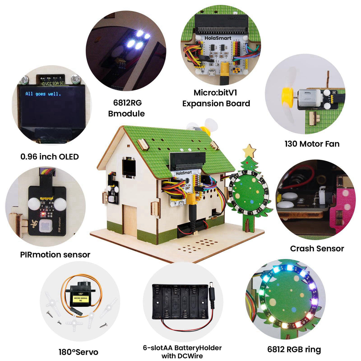 HOLASMART microbit Smart Home Kit for microbit v1 and v2,STEM Education Kit with Online Tutorial(Without Micro:bit and A