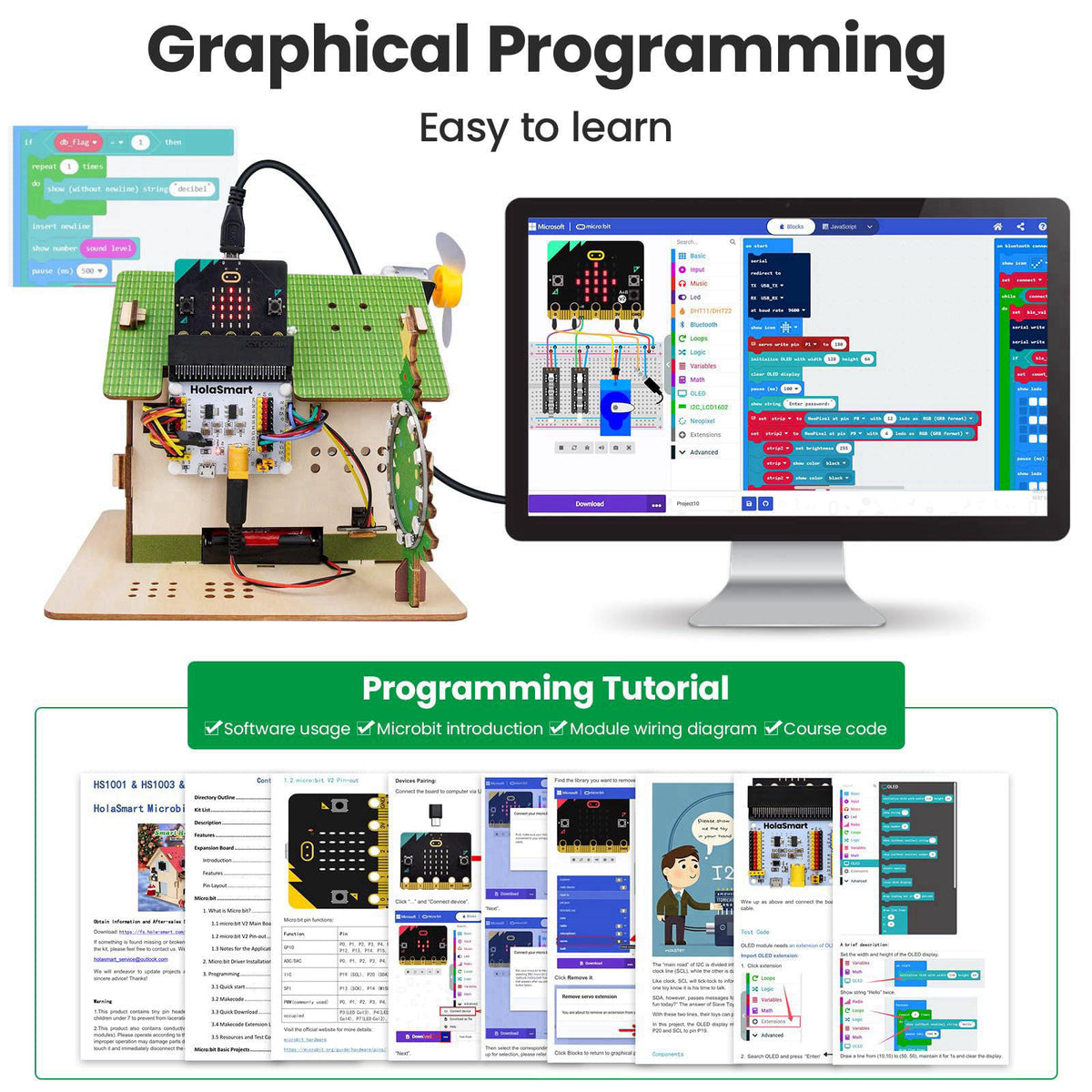 HOLASMART microbit Smart Home Kit for microbit v1 and v2,STEM Education Kit with Online Tutorial(Without Micro:bit and A