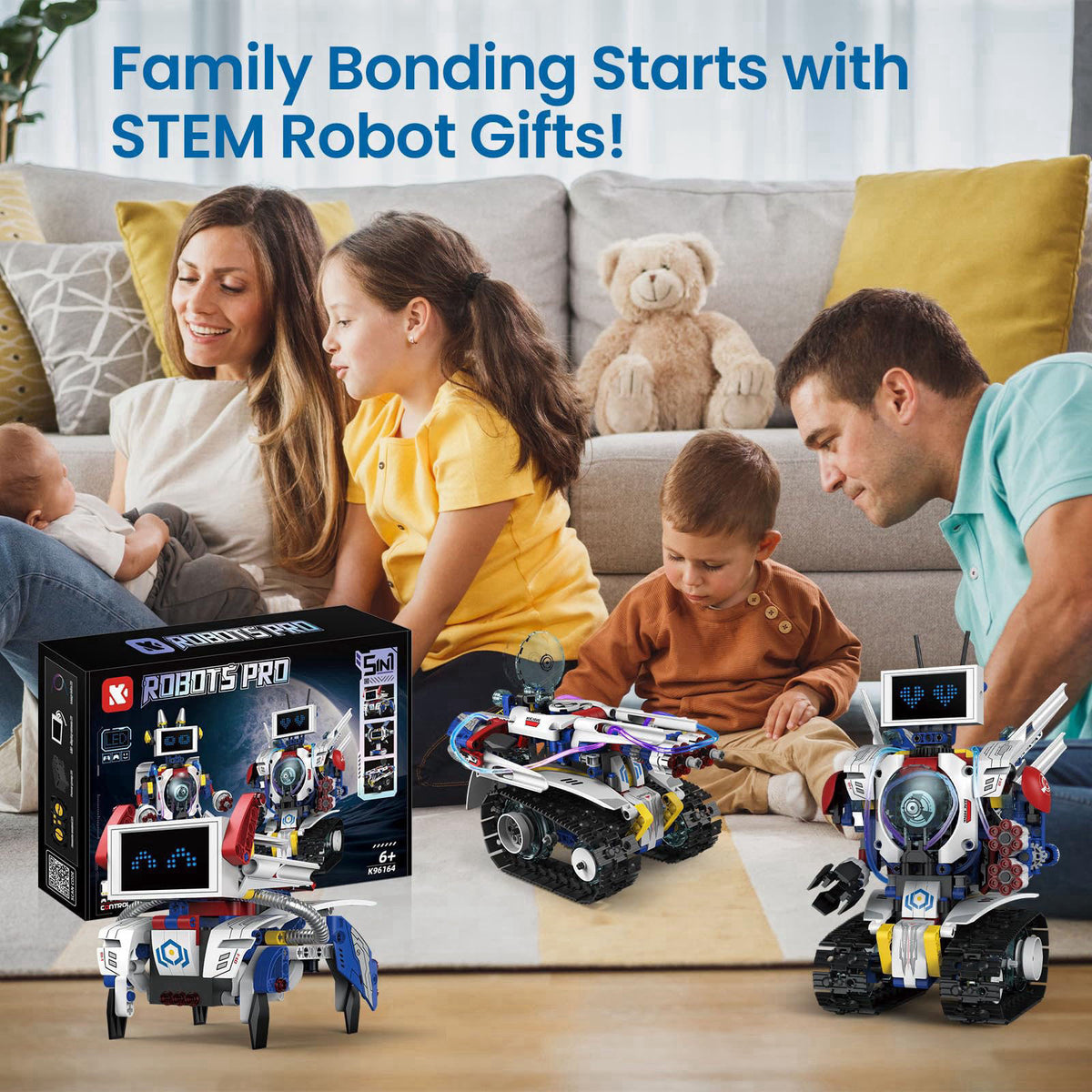 HPROMOT STEM Robot Building Kit for Kids Ages 6-16 | 603 PCS 5-in-1 | 4 Control Modes | APP & Remote Control | Rechargea