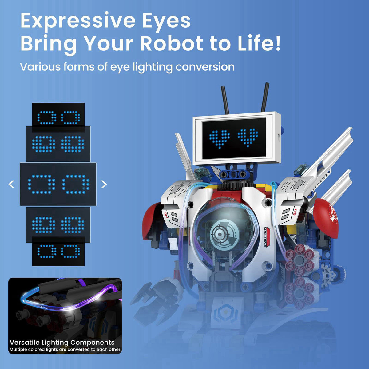 HPROMOT STEM Robot Building Kit for Kids Ages 6-16 | 603 PCS 5-in-1 | 4 Control Modes | APP & Remote Control | Rechargea