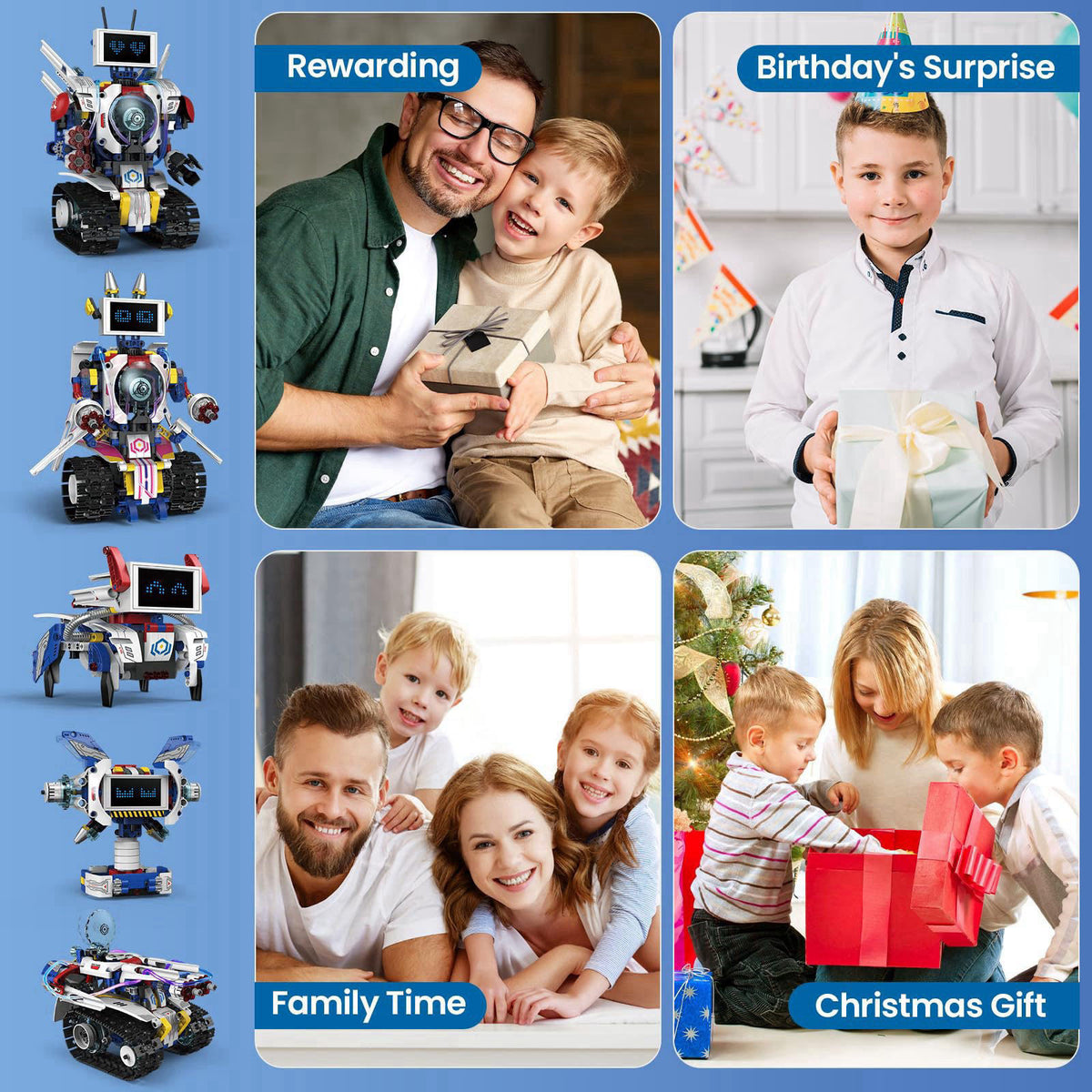 HPROMOT STEM Robot Building Kit for Kids Ages 6-16 | 603 PCS 5-in-1 | 4 Control Modes | APP & Remote Control | Rechargea
