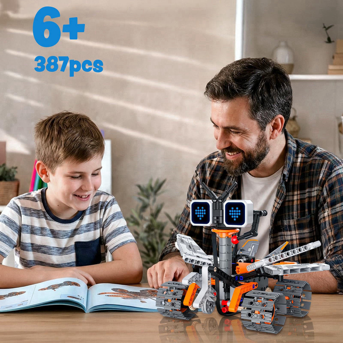 Aptrbg 5-in-1 STEM Robot Building Kit, App & Remote Control, Ages 8-12 – back view and specifications
