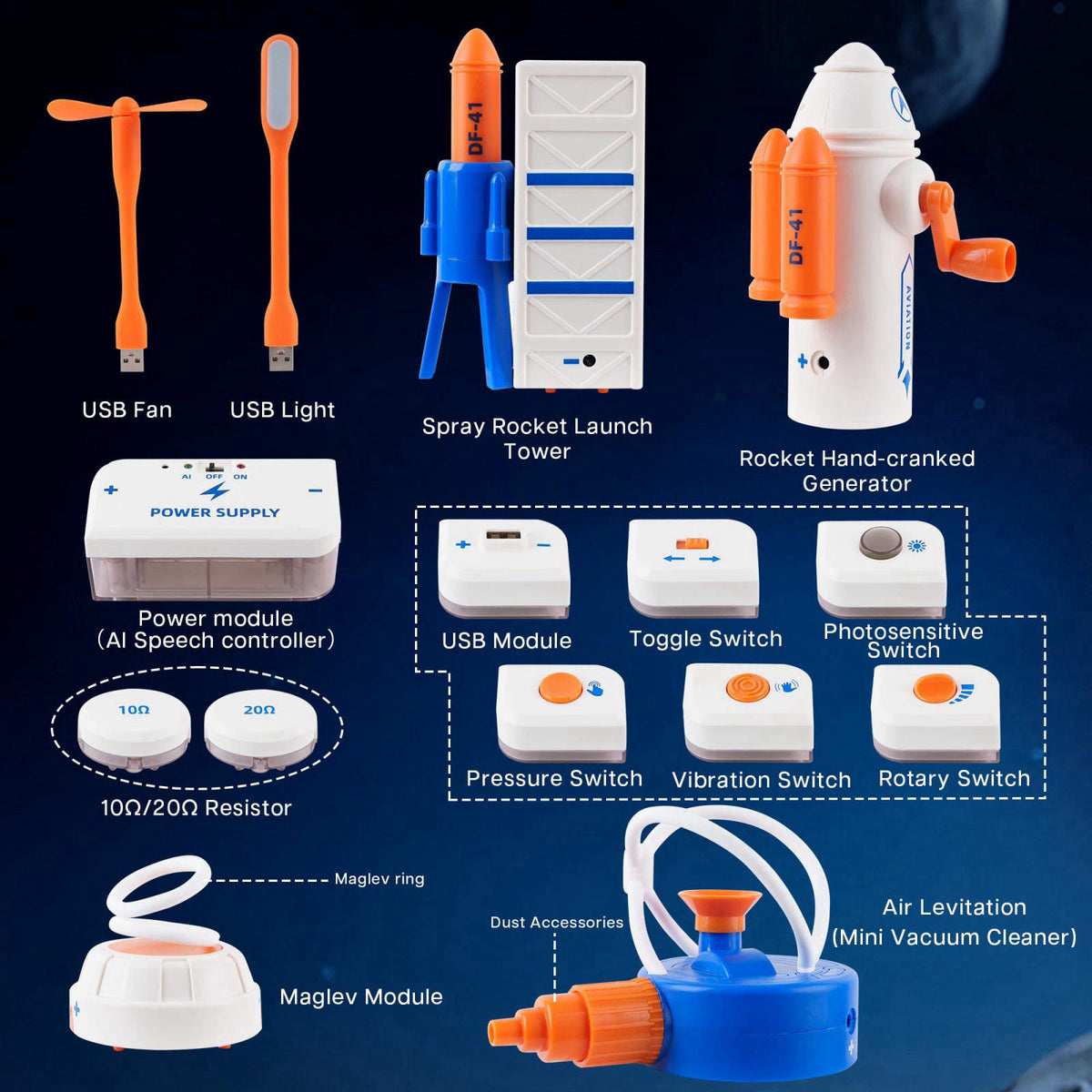 TINYLENS Science Kits for Kids, Space Theme Circuit Exploration Kits with 300+ Projects & Voice Control, STEM Toys Elect
