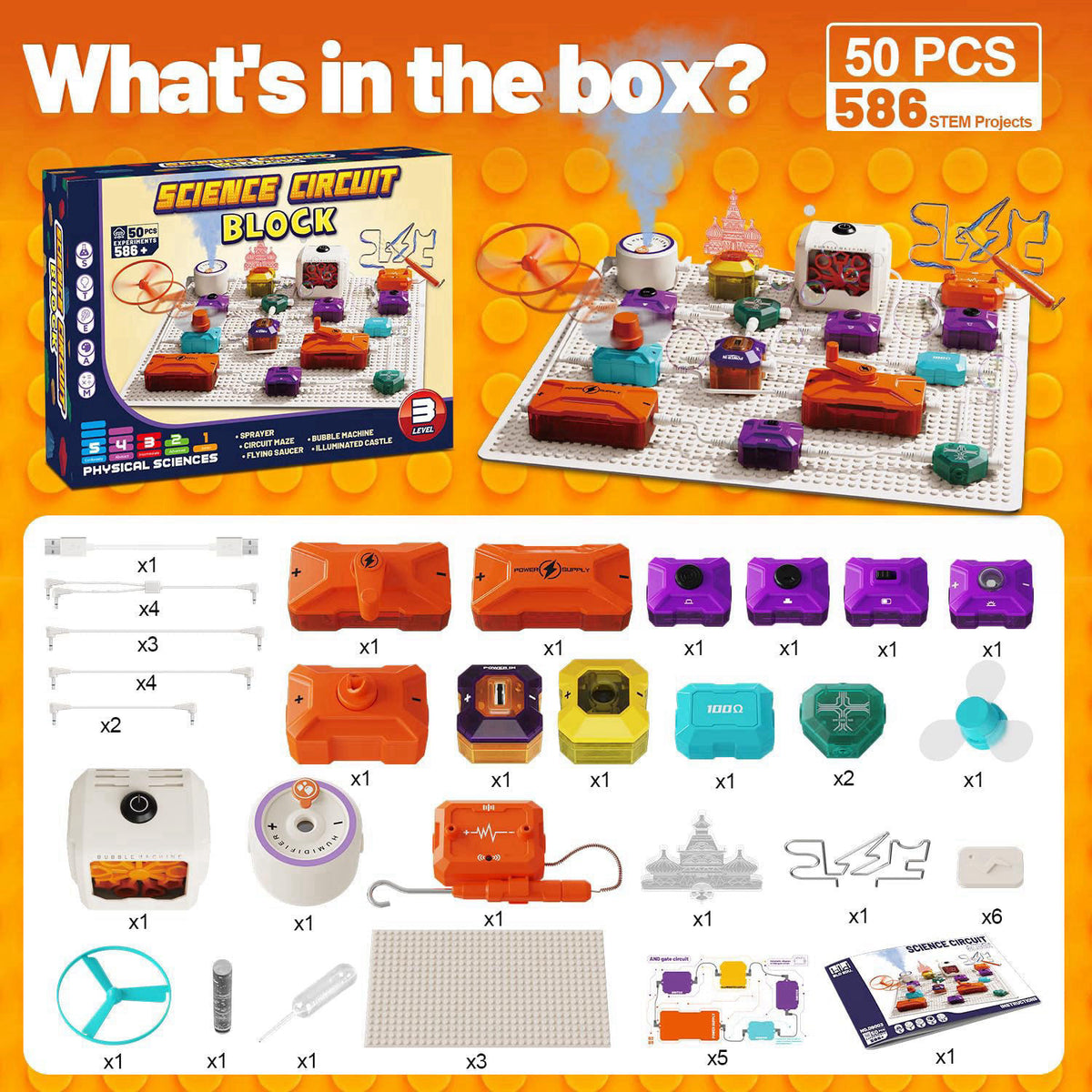 Gohero Science Kits for Kids - STEM Kits for Kids, Electronics Exploration Kit, Over 420 Projects, 50 Circuit Parts with