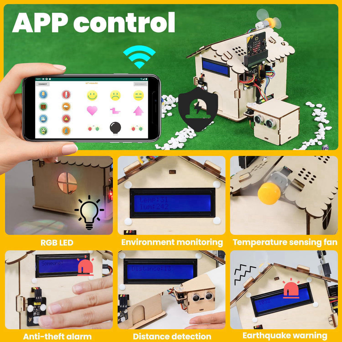 KEYESTUDIO Microbit V2 Smart Home Kit for Coding Projects (Includes Microbit V2 Board), microbit House Starter Kit with 