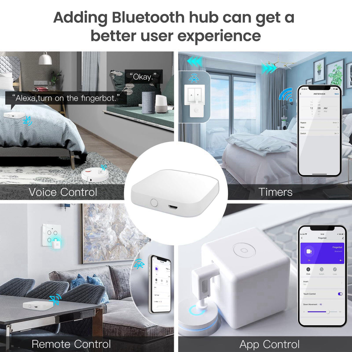 MOES Fingerbot Plus Smart Button Pusher No Wiring Switch, Upgrade with Touch Control, Work with Smart Life App, Add MOES