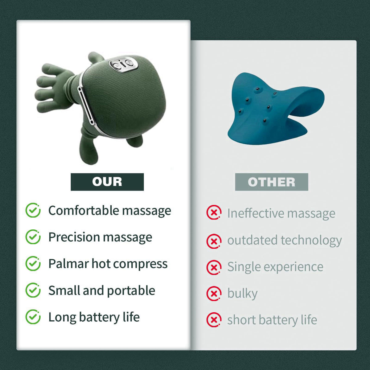 Dojavop Neck Massager with Heat for Pain Relief Deep Tissue Cordless Neck and Shoulder Massager with Heat and Fingers Bi