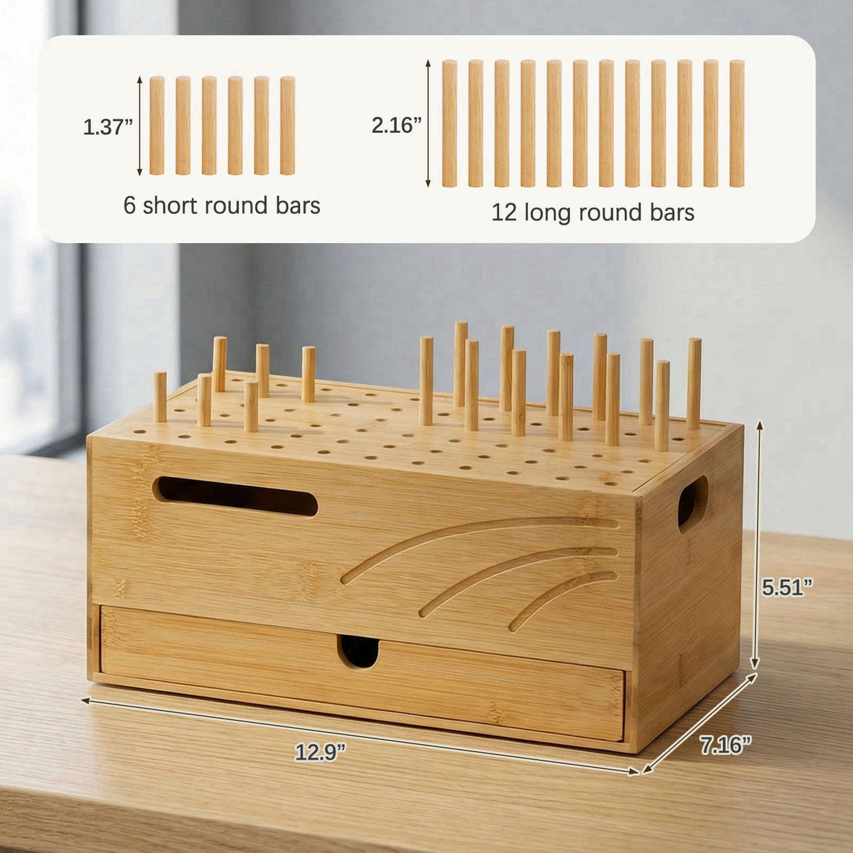 Homde Office Charging Station Organizer: 2 Layer Charger Holder (Natural) – close-up detail in Natural