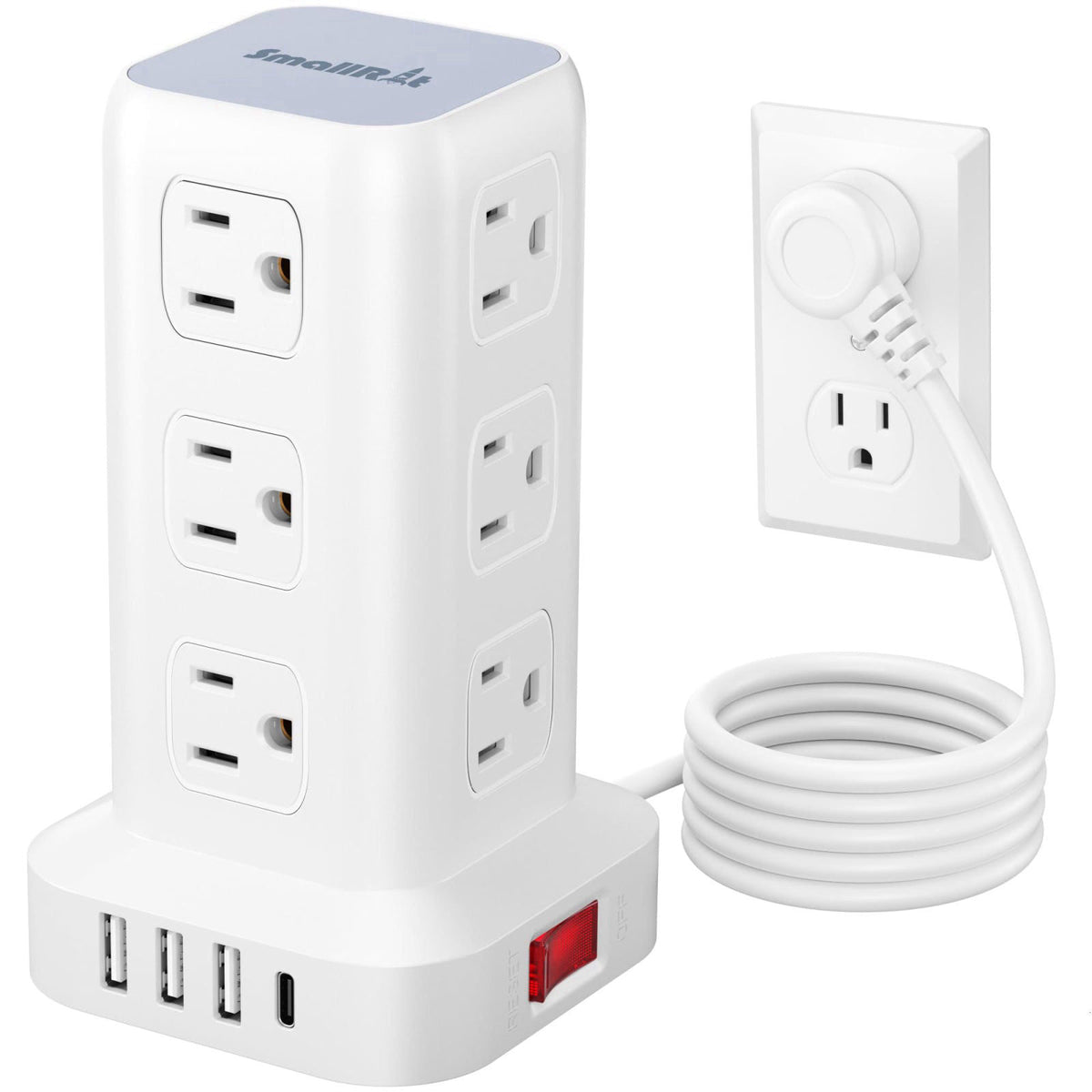 SMALLRT 6.5Ft Power Strip Tower with 12 Widely Outlets & 4 USB Ports – product photo (Power Strips)