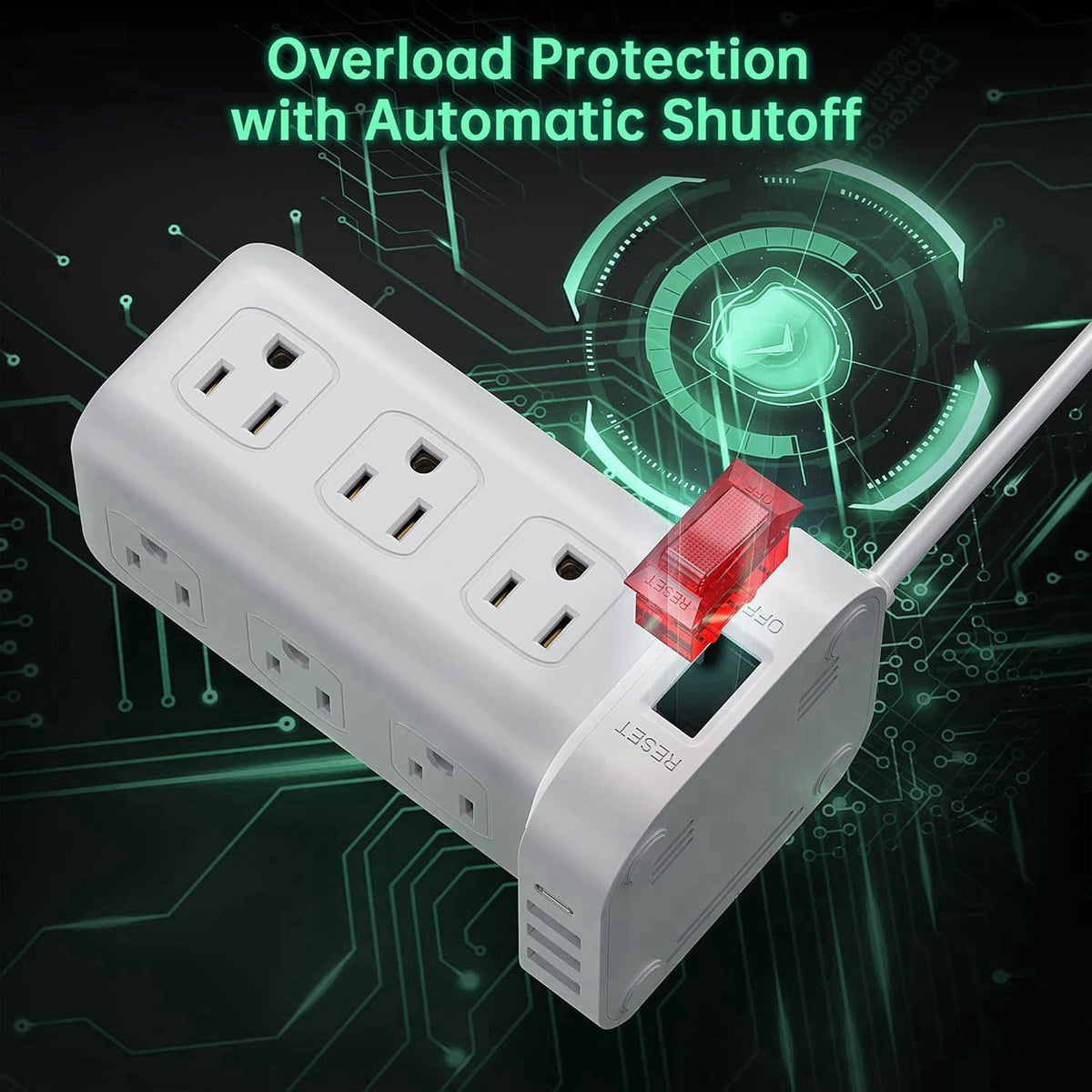 SMALLRT 6.5Ft Power Strip Tower with 12 Widely Outlets & 4 USB Ports – full view
