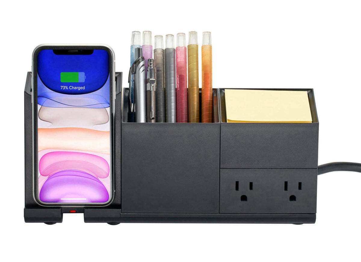 Bostitch Konnect Qi Certified Wireless Charging Desk Accessory Kit with Pencil Cups – full view