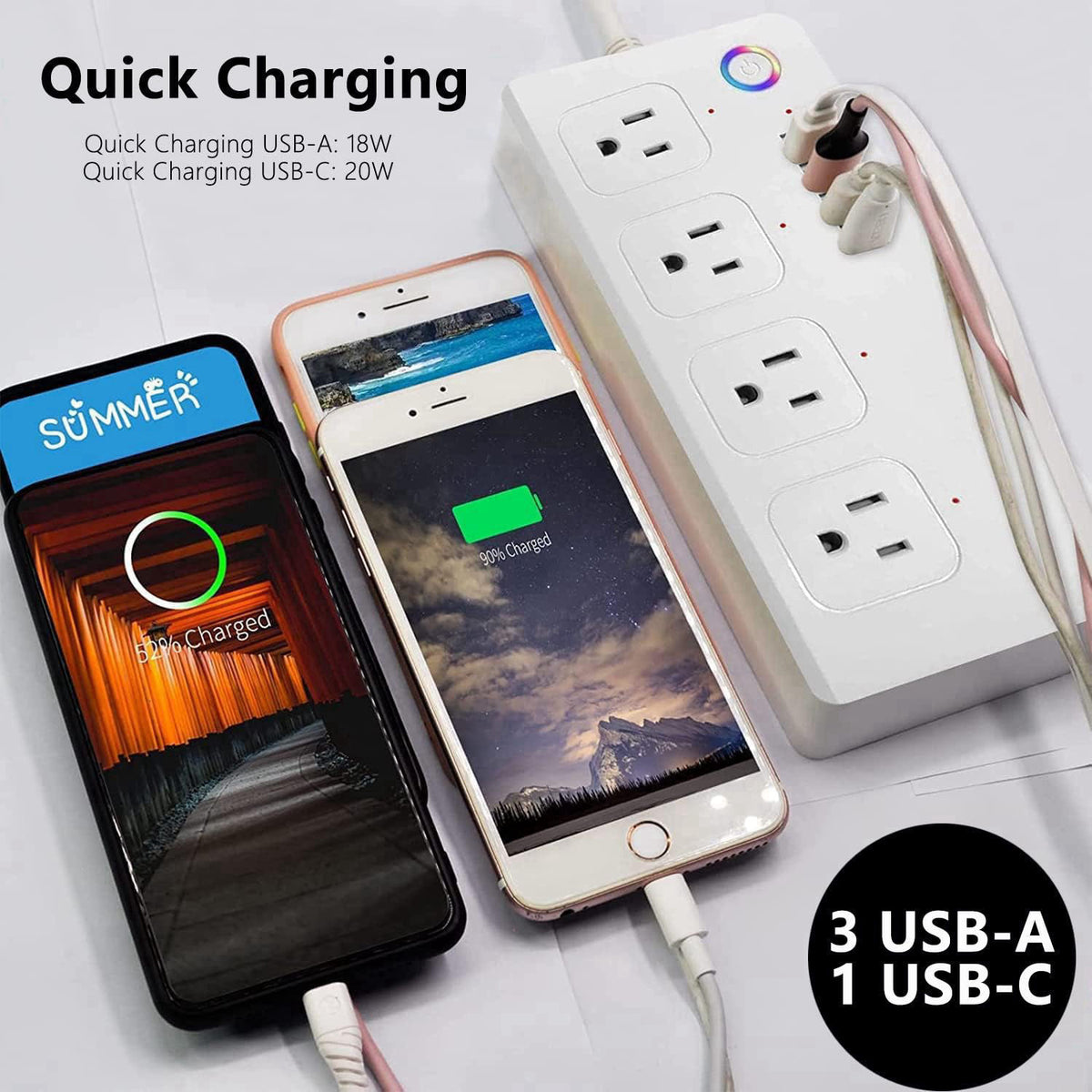 UseeLink Smart Plug Power Strip, WiFi Surge Protector Compatible with Alexa Google Home, Smart Outlets with 4 USB 4 Char