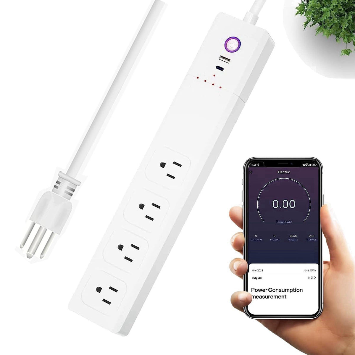 XENON Smart Power Strip,WiFi Surge Protector with 4 Individually Controlled Smart Outlets and 2 USB Ports, Compatible wi