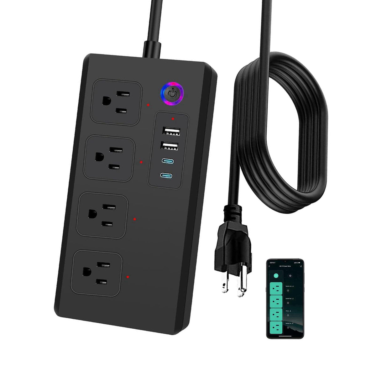 Jinvoo WiFi Smart Power Board, Surge Protector, Smart Extension Cord, Alexa Power Board, Compatible with Alexa and Googl