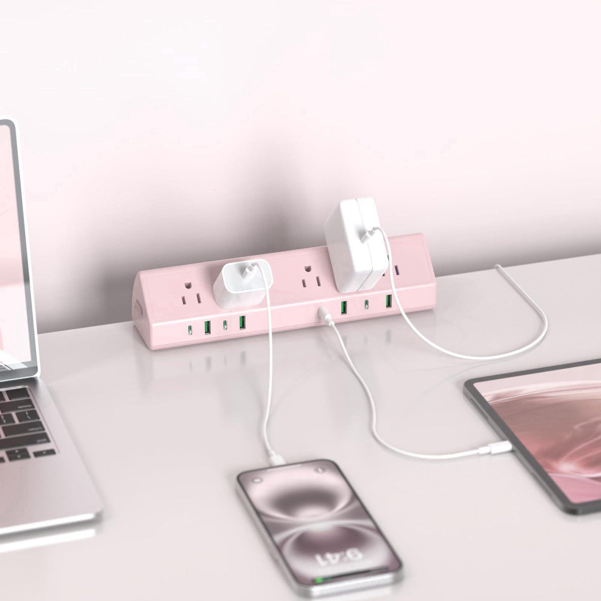 Jgstkcity Desk Clamp Power Strip USB C 65W,Surge Protector,Pink – alternate angle