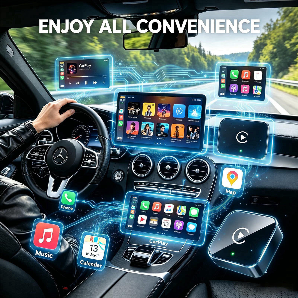 YFDUNV Wireless CarPlay Adapter,Supports iPhone & Android Phones – close-up detail