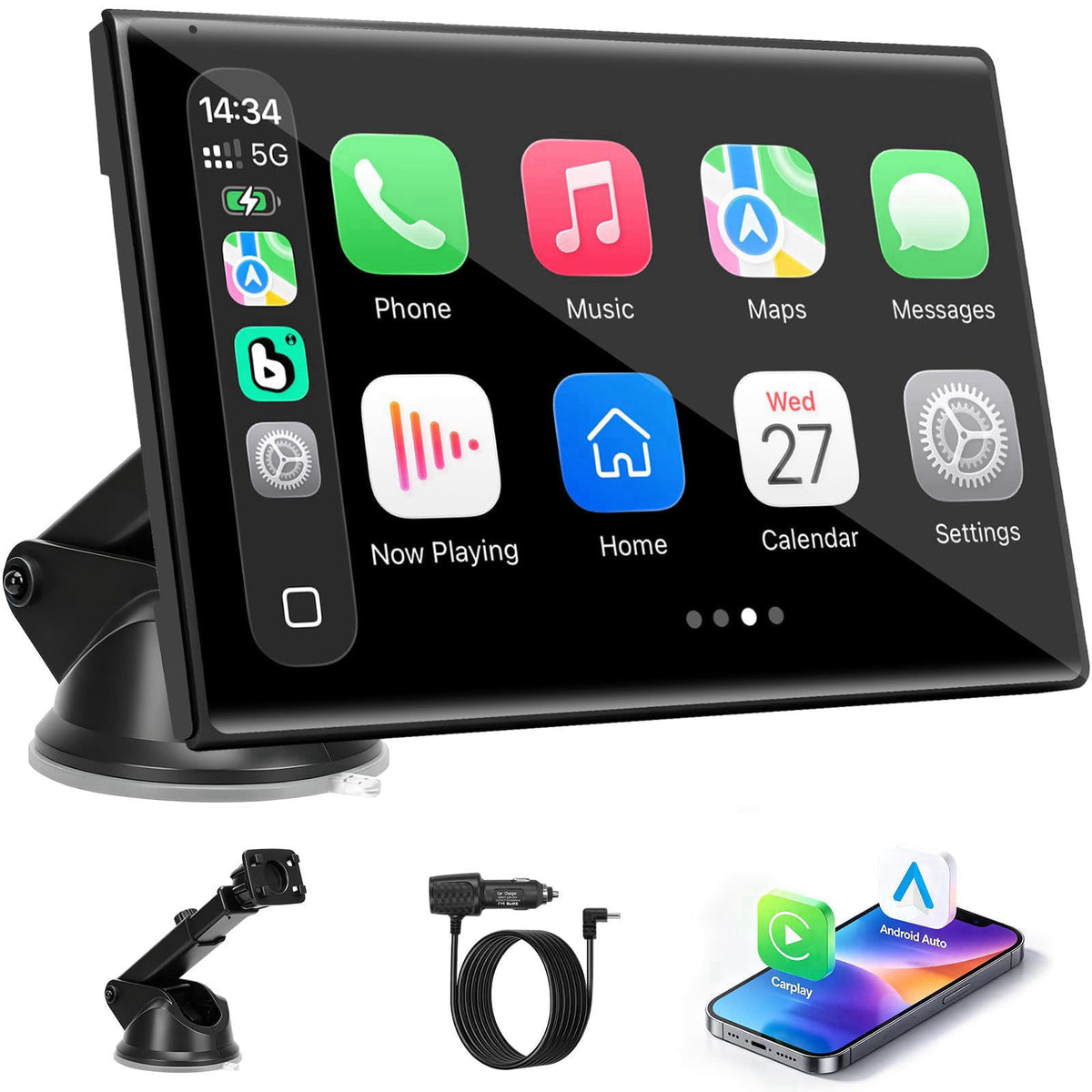 YREVTM Carplay Screen for Car, 7 inch Wireless Carplay & Android Auto（Black） – 7 inches