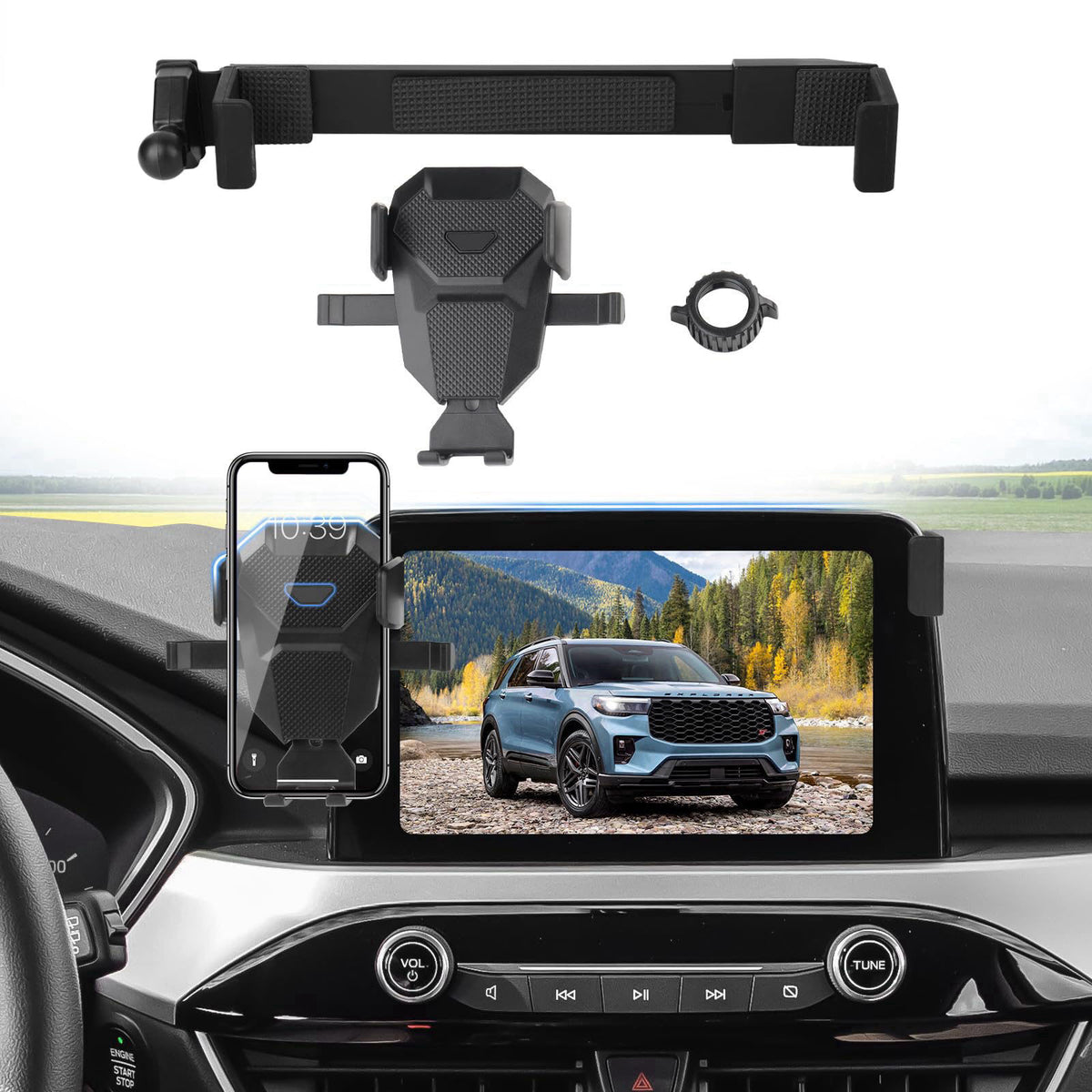 Sunsdrew Car Phone Holder for Ford Explorer 2020–2024 (6th Gen) — Custom-Fit Center Display Mount for 8-Inch Screen Only