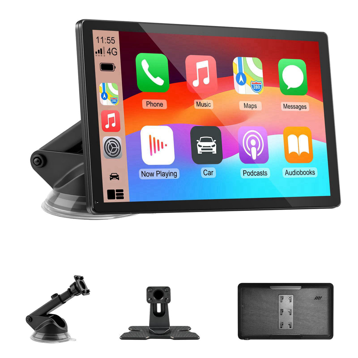 GTVFS CarPlay Screen for Car, 9'' Wireless CarPlay & Android Auto - Smart Portable Touchscreen with Bluetooth/FM, Mirror