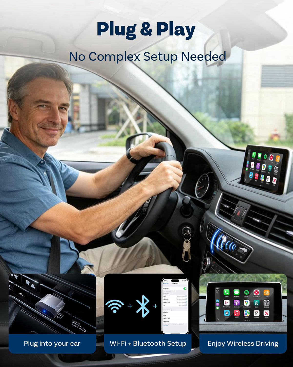 OTTOCAST Mini Nova 2-in-1 Wireless CarPlay & Android Auto AI Adapter – packaging and label