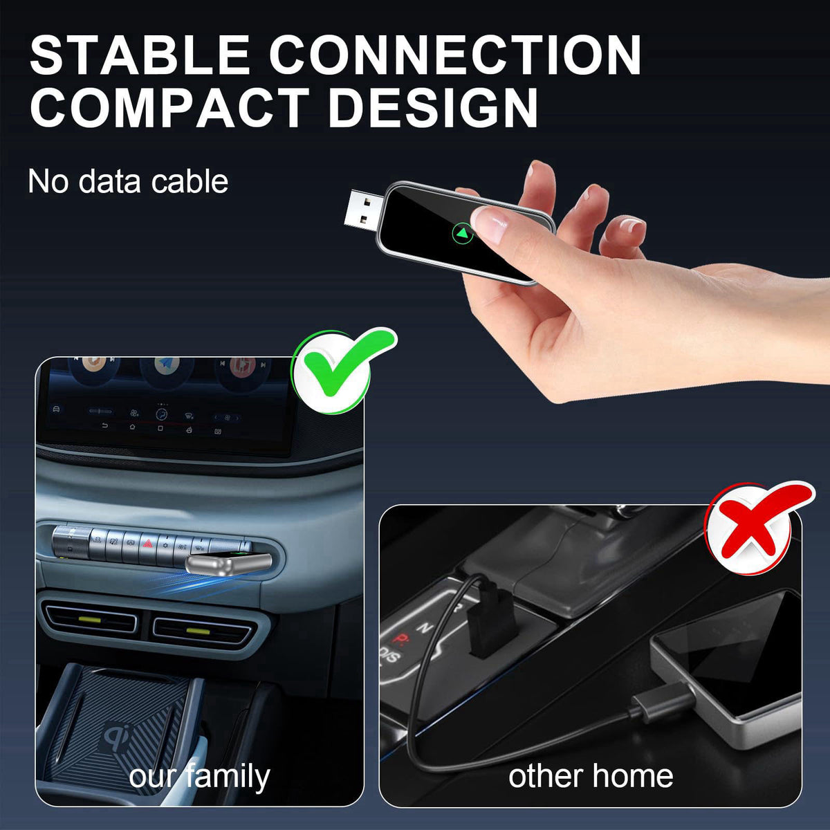 Qidoubird Wireless CarPlay Adapter, 2-in-1 Wired to Wireless CarPlay/Android Auto Converter, Plug & Play, Siri Control, 