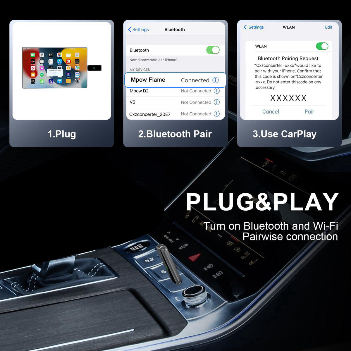 Qidoubird Wireless CarPlay Adapter, 2-in-1 Wired to Wireless CarPlay/Android Auto Converter, Plug & Play, Siri Control, 