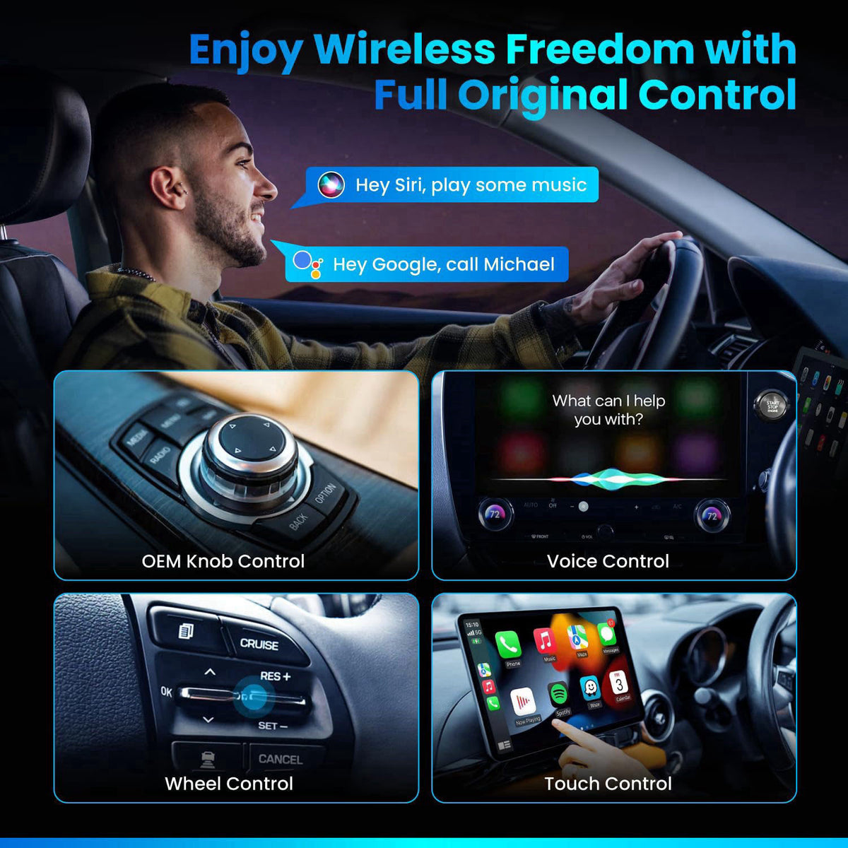 Ryvlan 2026 Wireless CarPlay & Android Auto Adapter 2-in-1 – Convert Wired to Wireless, Fast Auto-Connect, Zero-Lag 5.8G
