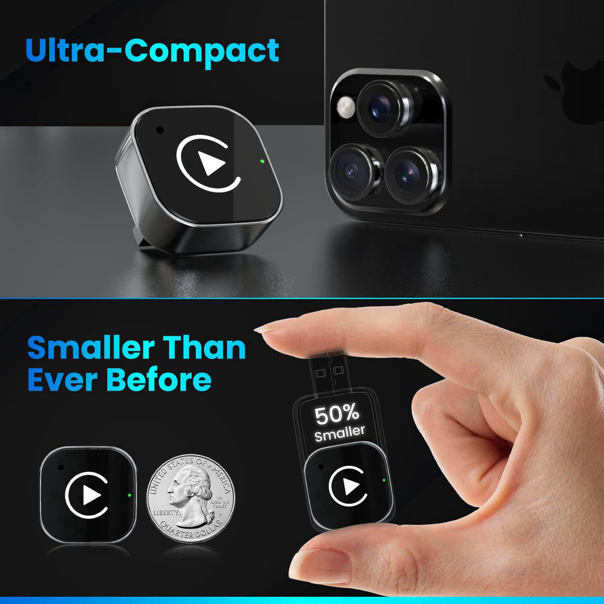 Ryvlan 2026 Wireless CarPlay & Android Auto Adapter 2-in-1 – Convert Wired to Wireless, Fast Auto-Connect, Zero-Lag 5.8G