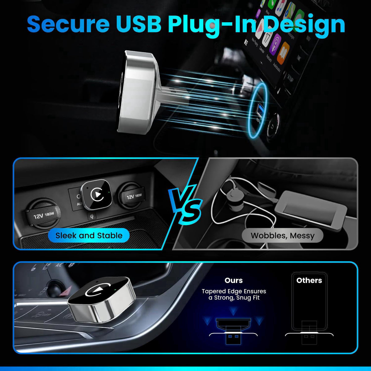 Ryvlan 2026 Wireless CarPlay & Android Auto Adapter 2-in-1 – Convert Wired to Wireless, Fast Auto-Connect, Zero-Lag 5.8G