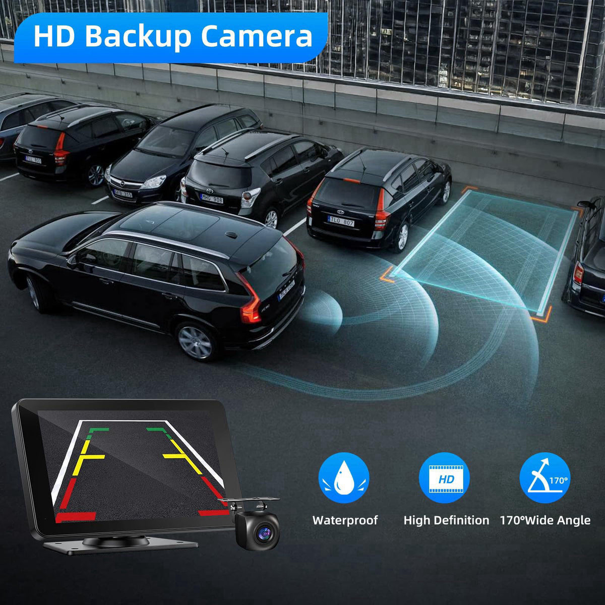 VUKARUAL Wireless Carplay and Android Auto Screen for Car, 7" HD Portable Touch Screen Car Stereo with Bluetooth, Ba