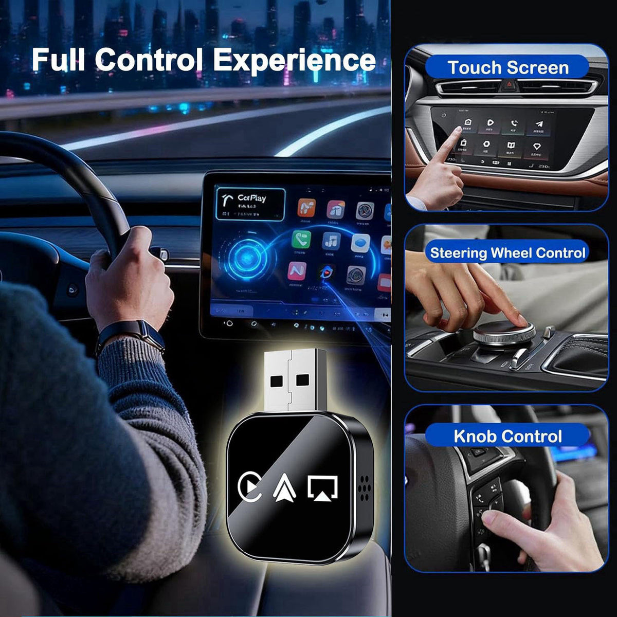 2026 Upgrade 3 in 1 Screen Mirror iOS Phone, Plug-and-Play Smart Car Interconnection Box with Fast 3s Connection, Voice 