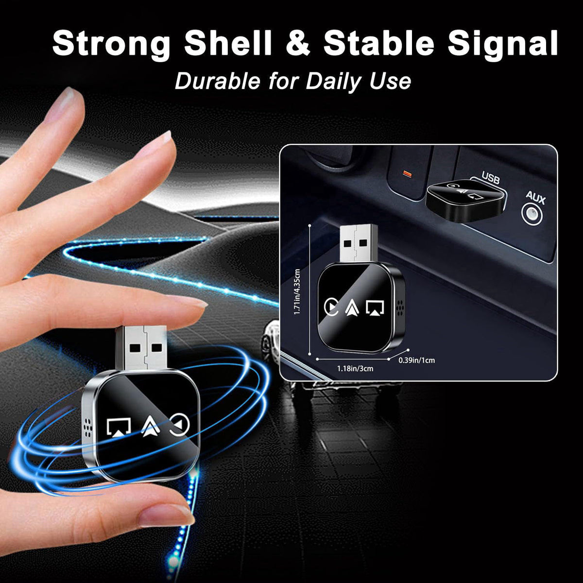 2026 Upgrade 3 in 1 Screen Mirror iOS Phone, Plug-and-Play Smart Car Interconnection Box with Fast 3s Connection, Voice 