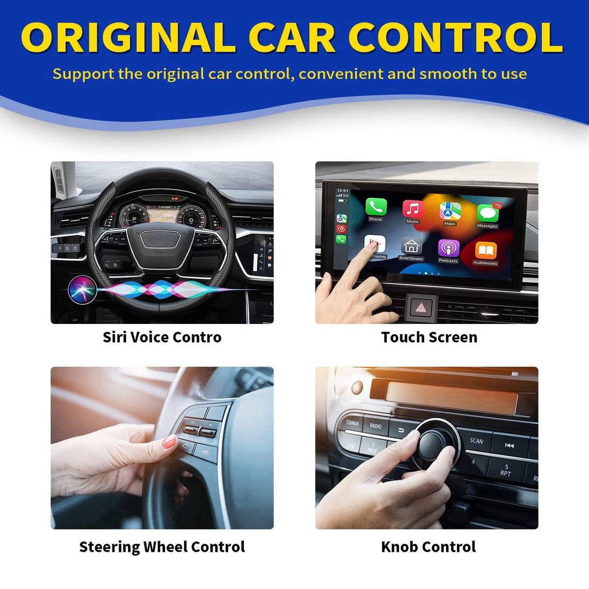 Flgocexs Wireless Carplay Adapter - 3 in 1 Wireless Carplay and Android Auto Adapter with Built in Netflix YouTube Suppo