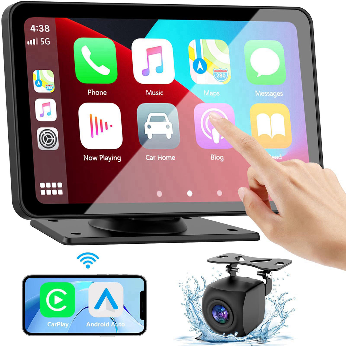 Kiswuren Carplay Screen for Car 7" HD Wireless Portable Car Play Touchscreen Stereo – product photo (Satellite Radio