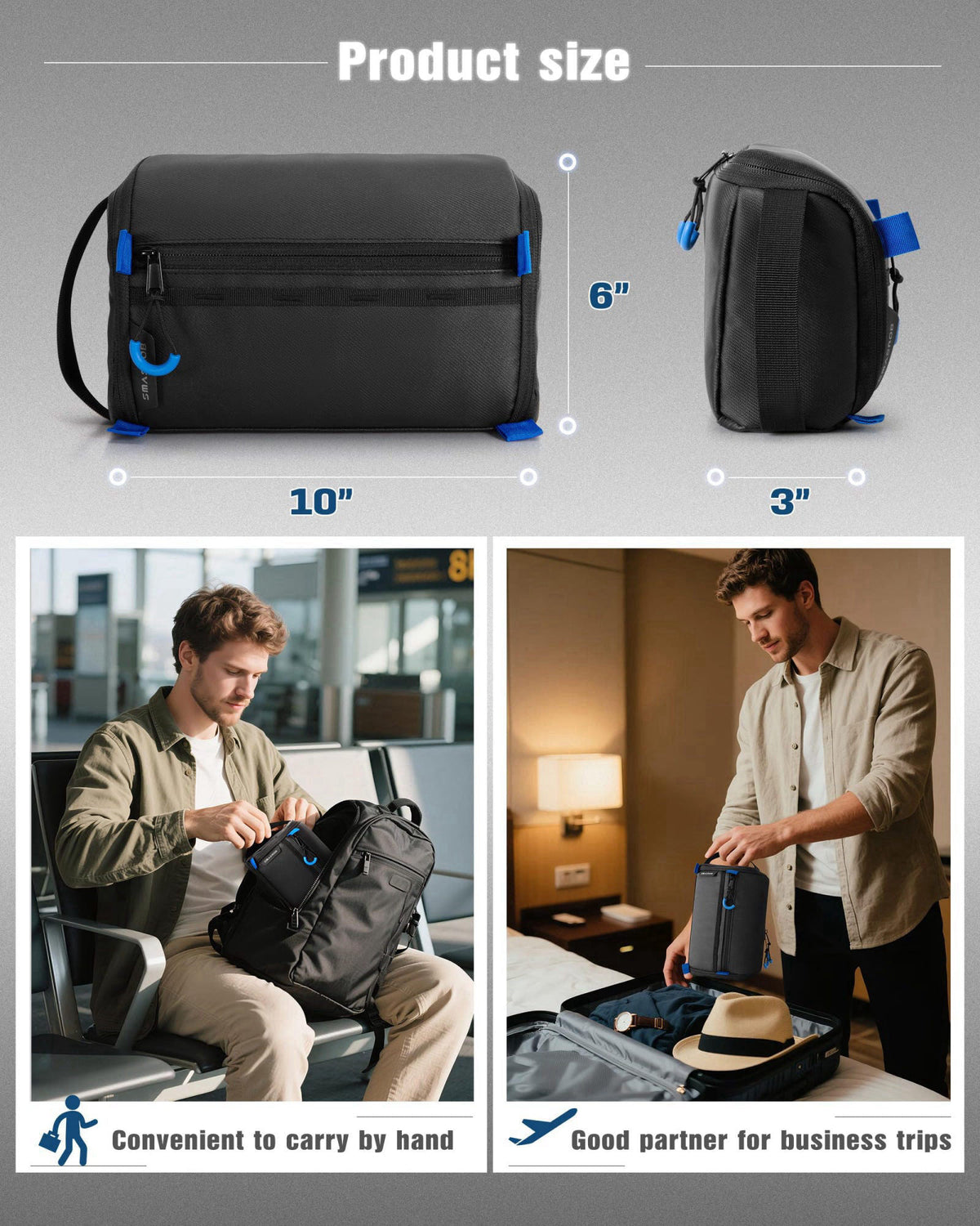 Smasrob Electronics Organizer Travel Case, Tech Bag Charger Pouch, Black – close-up detail in Black
