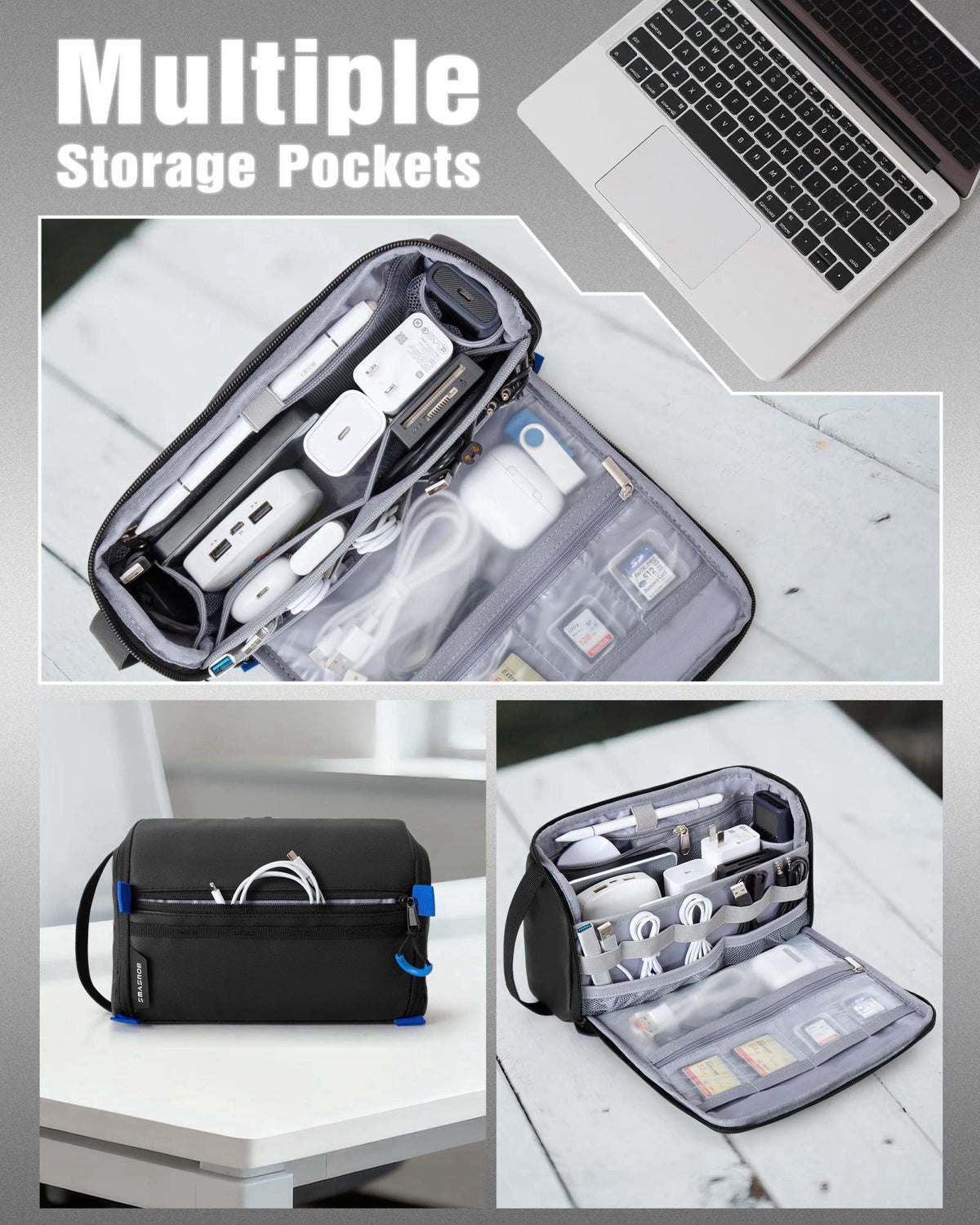 Smasrob Electronics Organizer Travel Case, Tech Bag Charger Pouch, Black – packaging and label