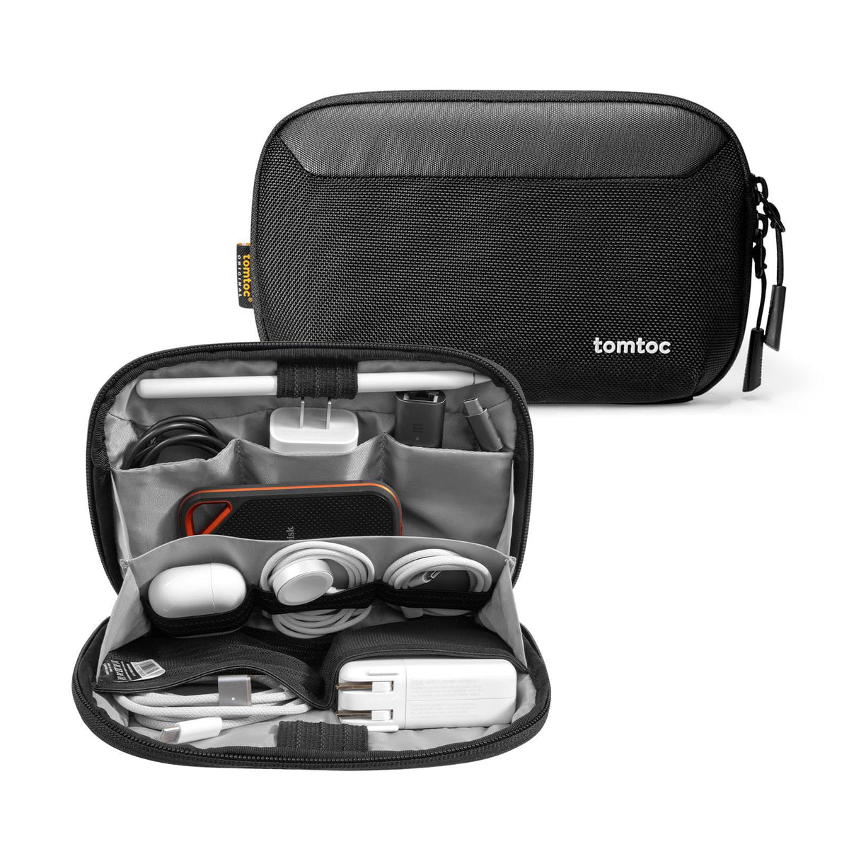 tomtoc Travel Cable Organizer Pouch, Electronics Accessories Organizer Portable Waterproof Double Accessories Carry Case